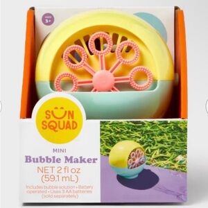 Mini Bubble Maker - Sun Squad™: Plastic Bubble Blower Toy for Children 3+ NIB